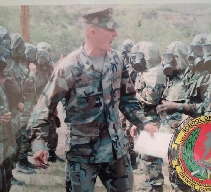 Jeff Shilanski in uniform, commanding presence as a School of Infantry instructor